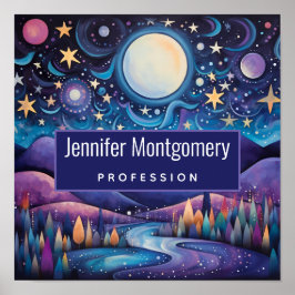 Poster Panorama da Grande Lua Noite Whimesi