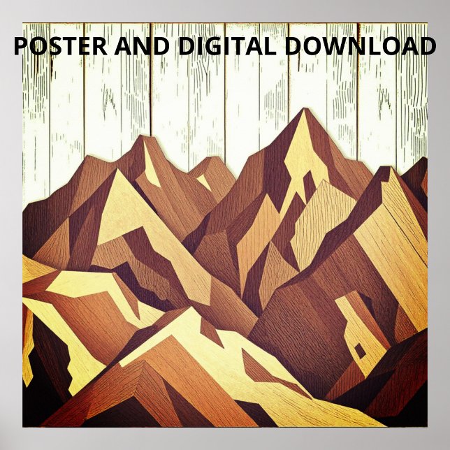 Poster Panorama das Montanhas no Fundo Russo de Madeira (Criador carregado)