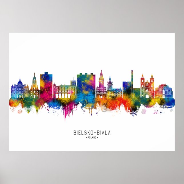 Poster Panorama de Bielsko-Biala Polônia (Frente)