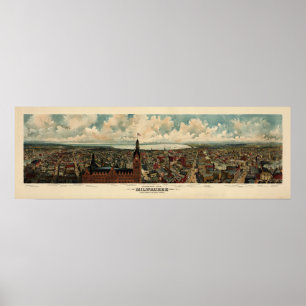 Pôster Panorama de Birdseye de 1898) reproduções de