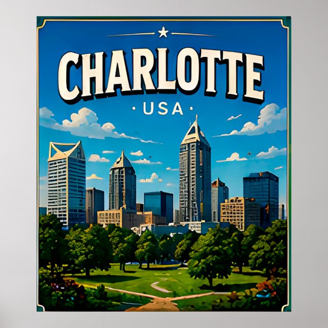 Poster Panorama de Charlotte Uptown (Frente)