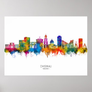 Poster Panorama de Chișinău Moldávia