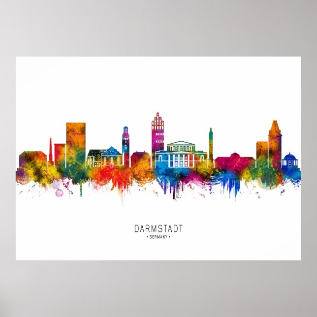 Poster Panorama de Darmstadt Alemanha (Frente)