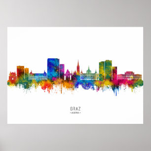 Poster Panorama de Graz Áustria