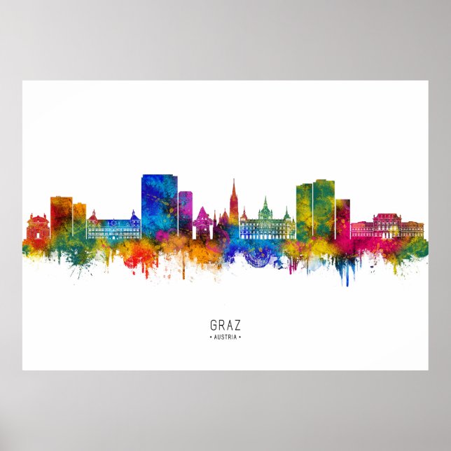 Poster Panorama de Graz Áustria (Frente)