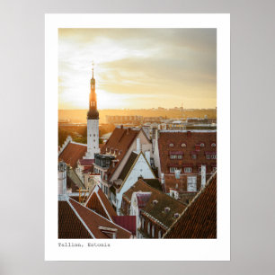 Poster Panorama de Tallinn ao nascer do sol, foto de viag