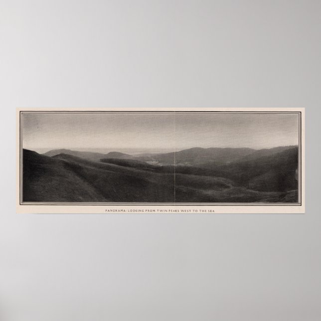 Poster Panorama do Twin Peaks a oeste ao mar (Frente)