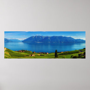 Poster Panorama na região de Lavaux, Vaud, suiça