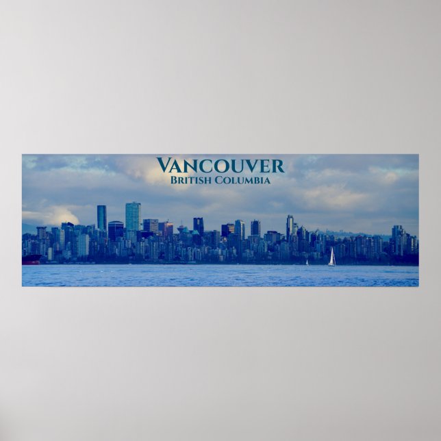 Poster Panorama Skyline Vancouver Foto Colúmbia Britânica (Frente)