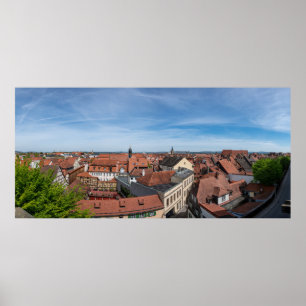 Poster Panorama vê a velha cidade de cima em Bamberg