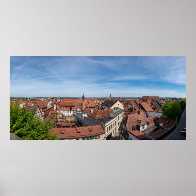 Poster Panorama vê a velha cidade de cima em Bamberg (Frente)