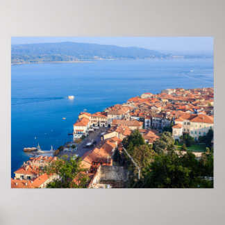Poster panoramic view of Arona and Lake Maggiore,Italy