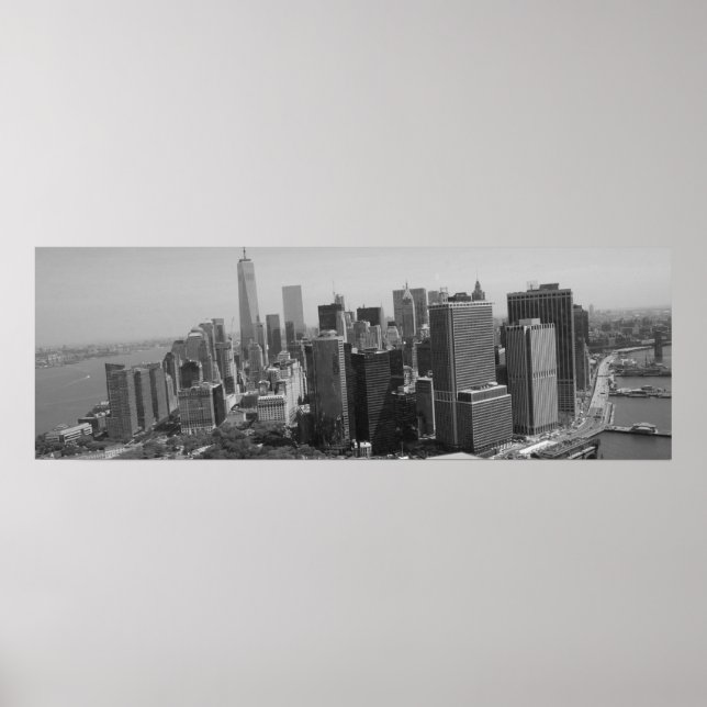 Poster Panorâmica Black White New York Skyline (Frente)