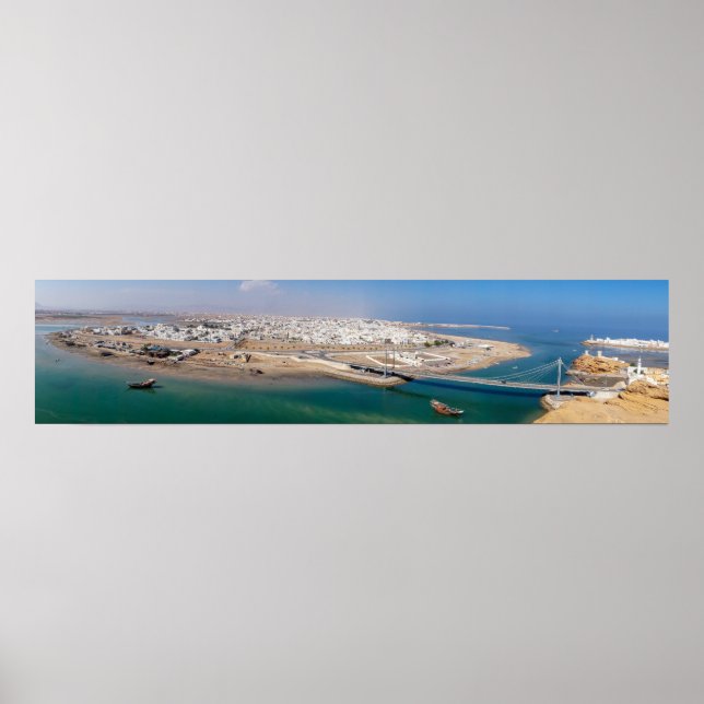 Poster Panorâmica do porto de Sur - Omã (Frente)