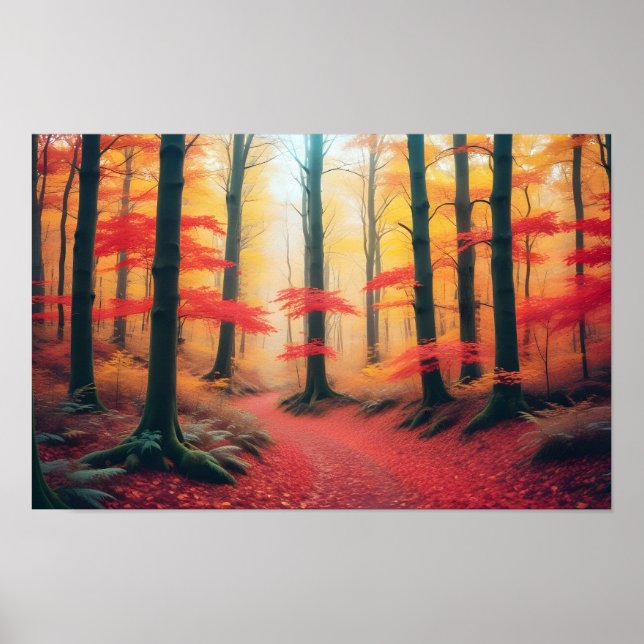 Poster Panorâmica Paisagem Autumn Forest Nature Tranquil (Frente)