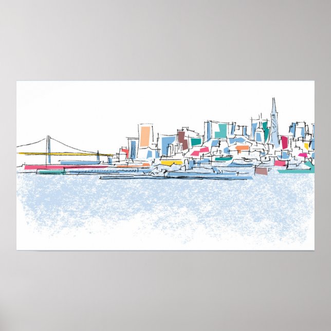 Poster Panorâmica San Franciso, CA (Frente)