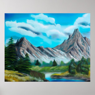 Poster panorâmico da arte da montanha rochosa