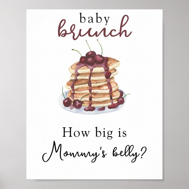 Poster Panquecas Chá de bebê Quão grande é a barriga da M (Frente)