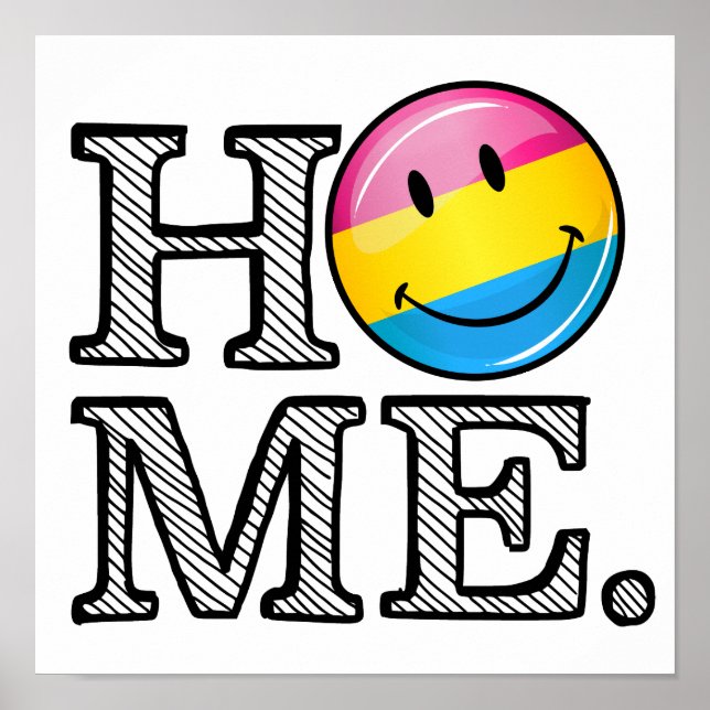 Pôster Pansexual Orgulho Sorrindo Bandeira Agregando (Frente)