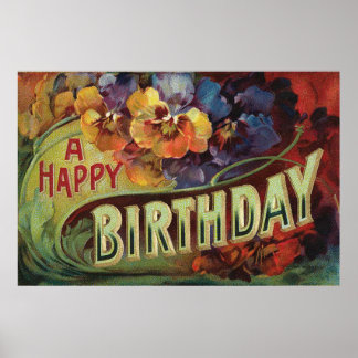 Pôster Pansies Pansy Rainbow Flowers Floral