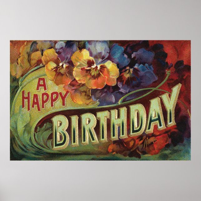 Pôster Pansies Pansy Rainbow Flowers Floral (Frente)