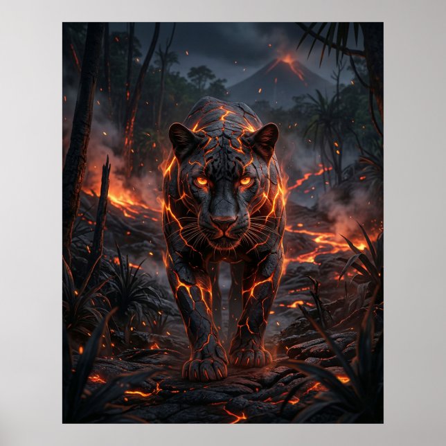Poster Pantera de Lava Selva Vulcânica (Frente)
