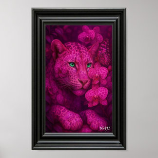 Poster Pantera em Flor – Arte de Vida Selvagem Rosa Encan