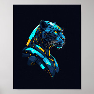 Poster Pantera Mecatrônica Cyberpunk Pantera Negra Neon