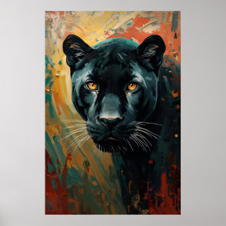 Poster Pantera Negra Artística – Pintura a Óleo Vibrante