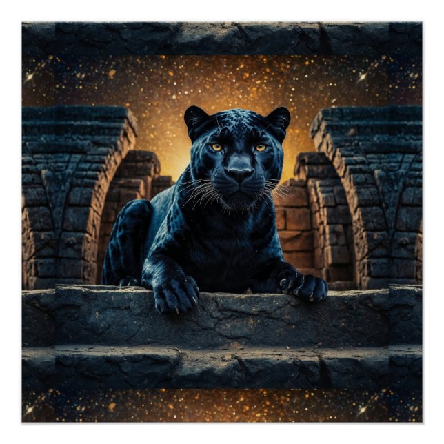 Pôster Pantera Negra e Templo Tailandês (Frente)