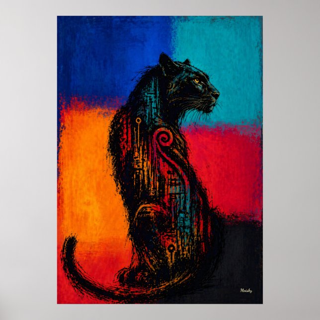 Poster Pantera Negra Expressionista em Cartaz de Campos d (Frente)