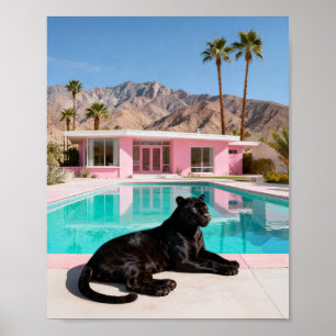 Poster Pantera Negra pela Piscina - Moderno do Meio sécul