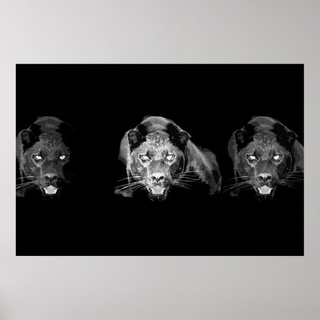 Poster Pantera Negra Selvagem Olhos de Gato Jaguar Pretos (Frente)
