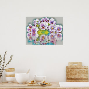 Poster Panteras brancas roxas cor-de-rosa perto da Aquare