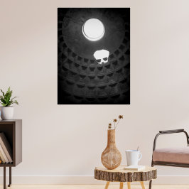 Poster Pantheon Light Skull Roma Itália Preto e Branco
