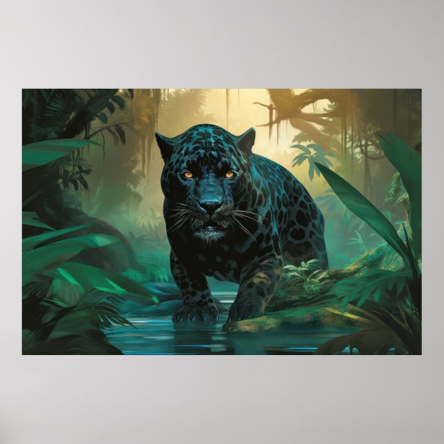 Poster Panther Animal Wilderness Arte Colorida (Frente)