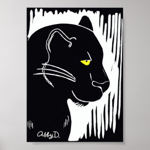 Poster Panther Art Black and White Poster, 5 x 7 polegada