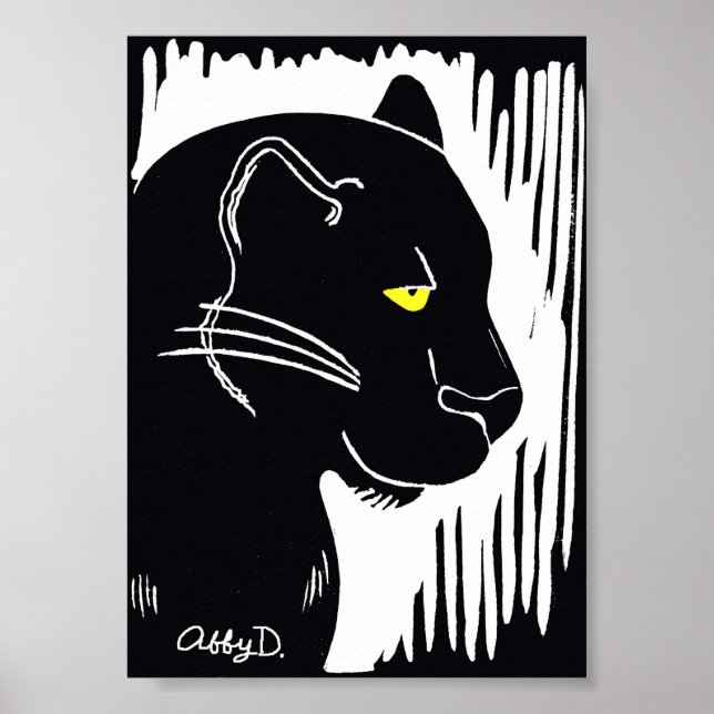 Poster Panther Art Black and White Poster, 5 x 7 polegada (Frente)