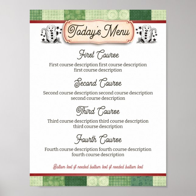 Poster Pão de especiarias Menu de janto de catering de Na (Frente)