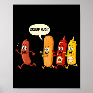 Poster Pão de Salsicha de Abraço em Grupo Mostarda Chup F