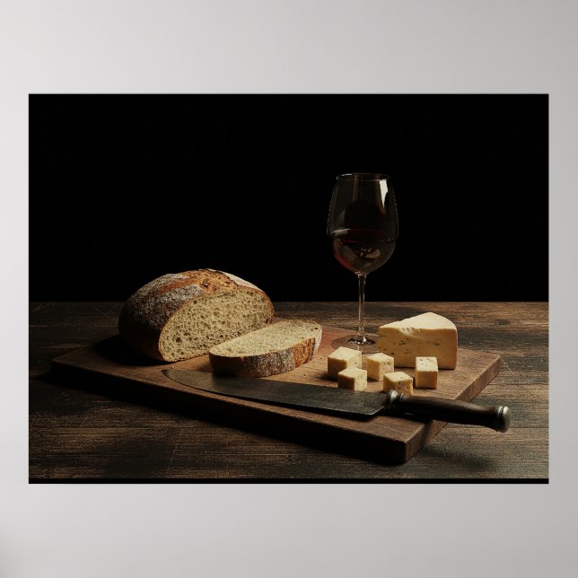 Poster Pão, Queijo e Vinho (Frente)