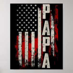 Poster PAPA Avô Patriótico Bandeira Americana Dia dos Pai
