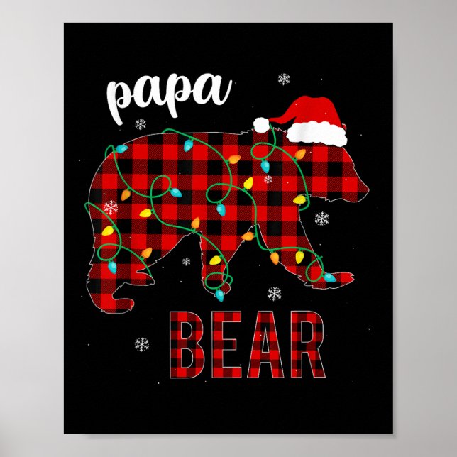 Poster Papa Bear Funny Men Red Plaid Christmas Pajama Fam (Frente)