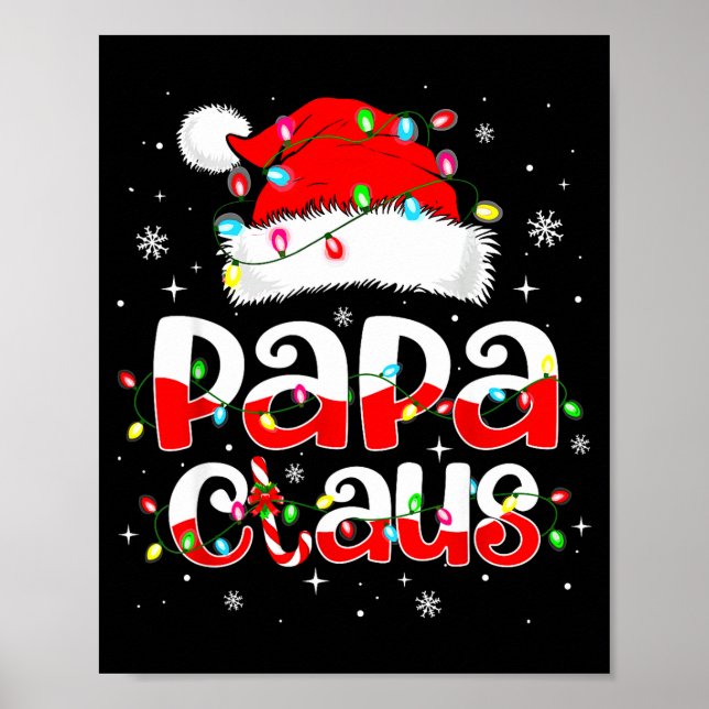 Poster Papa Claus Funny Christmas Lights Pajama Family Ma (Frente)