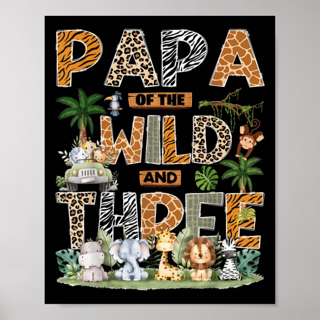 Poster Papá Da &Carpa Selvagem; Três aniversário de 3 ano (Frente)