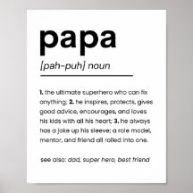Papa Definition Poster, presente para Pai, Dia de 
