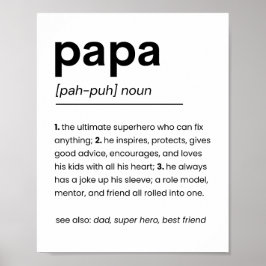 Poster Papa Definition Poster, presente para Pai, Dia de