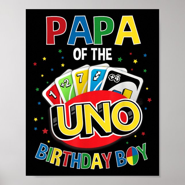 Poster Papá Do Aniversário Uno Game B-day Family Par (Frente)