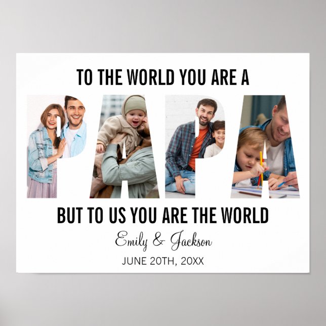 Poster Papa Foto Colagem Aniversário Papa Pai Presente (Frente)