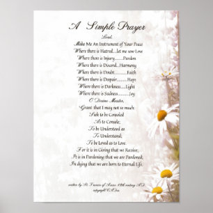 Pôster PAPA FRANCIS= ST FRANCIS PRAYER=Daisies SIMPLES